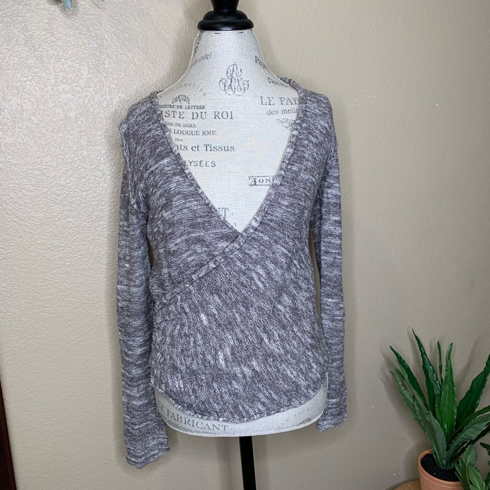 Free People ~ Marble Linen Cross Over Sweater